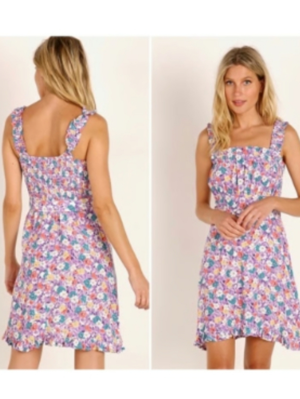 Faithful the Brand Mid Summer Mini Dress 2 Nefeli Floral Print Ruffle Hem